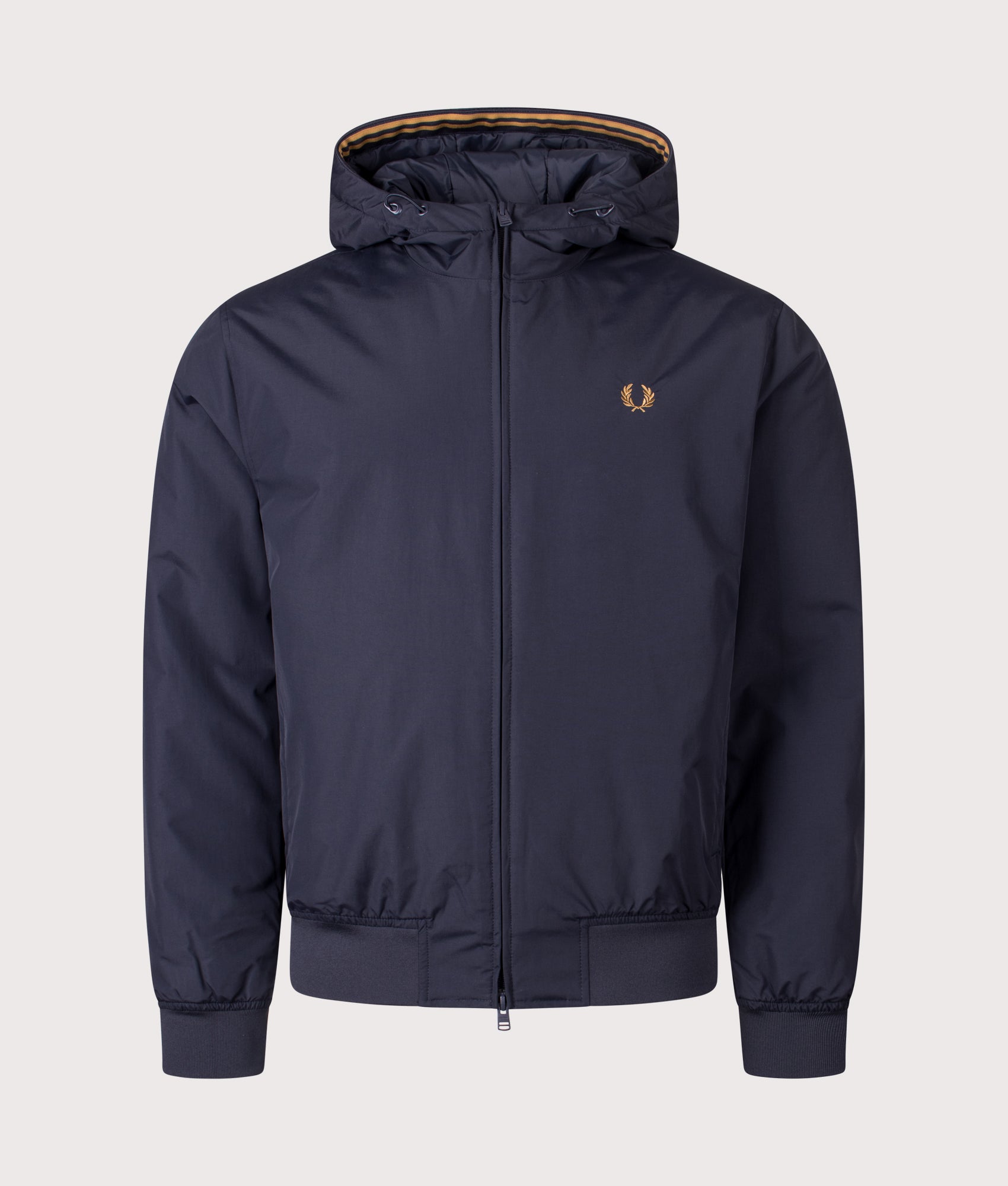  Hooded Brentham Jacket in Navy. | Fred Perry| Shot at EQVVS | Front shot