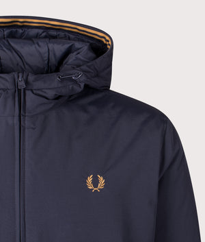  Hooded Brentham Jacket in Navy. | Fred Perry | Shot at EQVVS | Front detail shot
