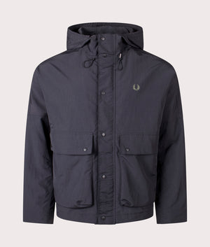 Cropped Ripstop Parka by Fred Perry in Black. hot by EQVVS. Front shot.