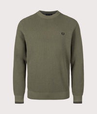 Regular Fit Waffle Stitch Jumper: X21 Laurel Wreath Green 