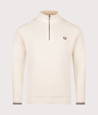 Waffle Stitch Quarter Zip Jumper: 560 Ecru 