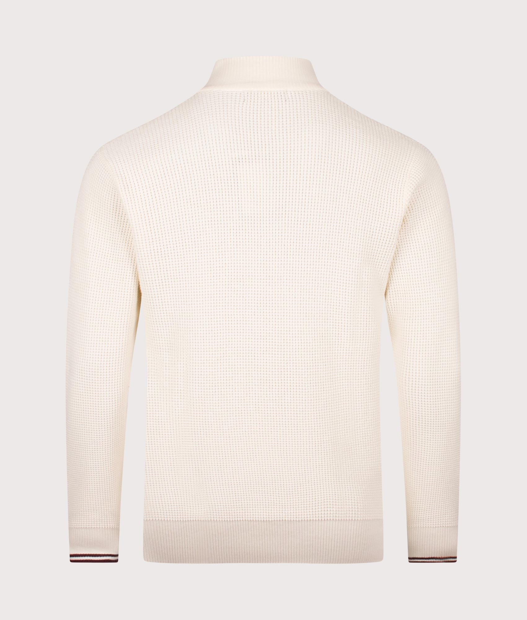 Waffle Stitch Quarter Zip Jumper in Ecru | 100% Cotton | Shot at EQVVS | Back shot 