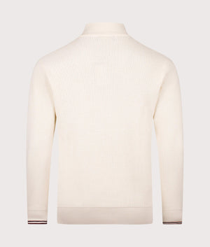 Waffle Stitch Quarter Zip Jumper in Ecru | 100% Cotton | Shot at EQVVS | Back shot 