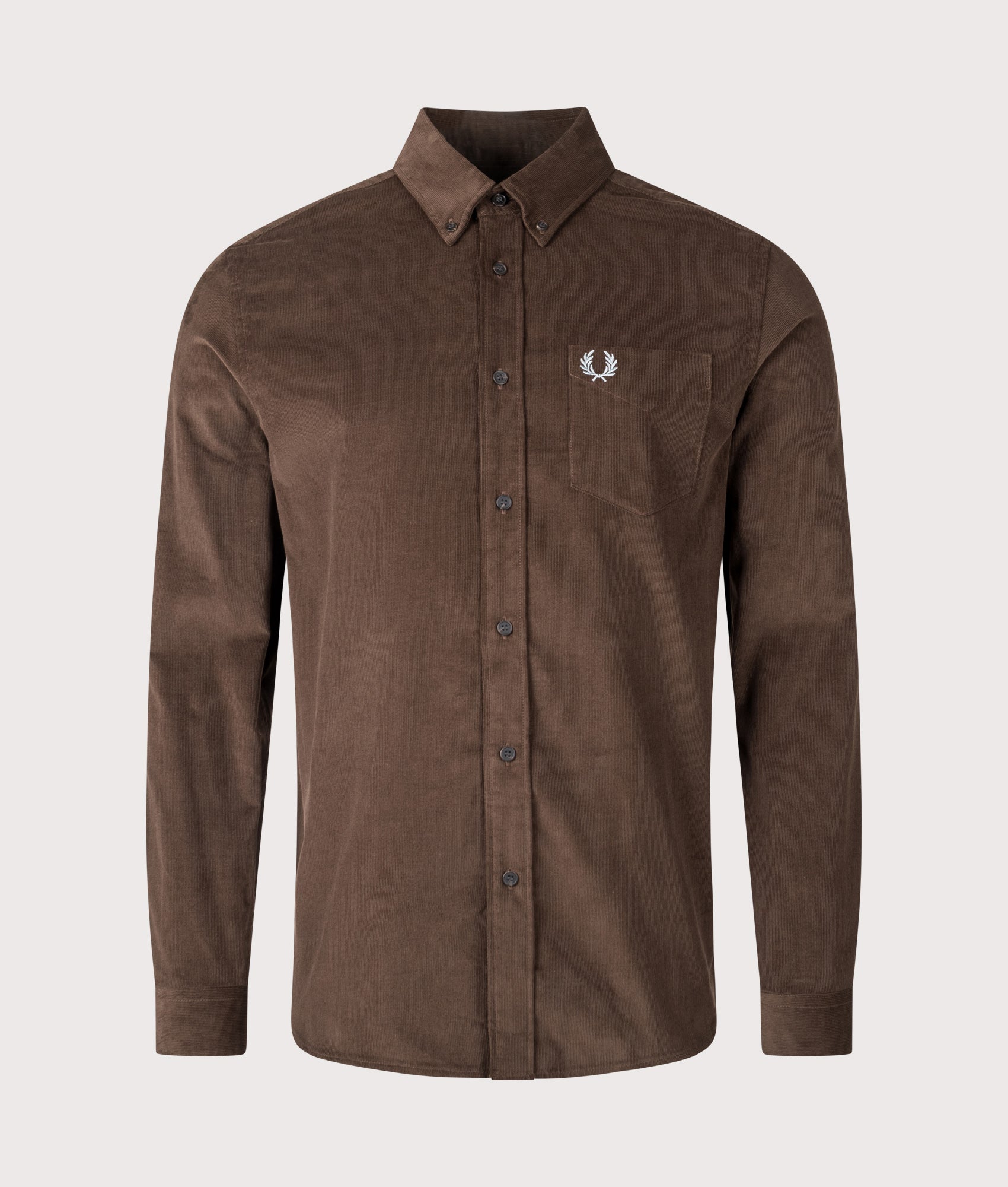 Needle Cord Shirt in Burnt Tobacco | 100% Cotton | Fred Perry | EQVVS | Front shot