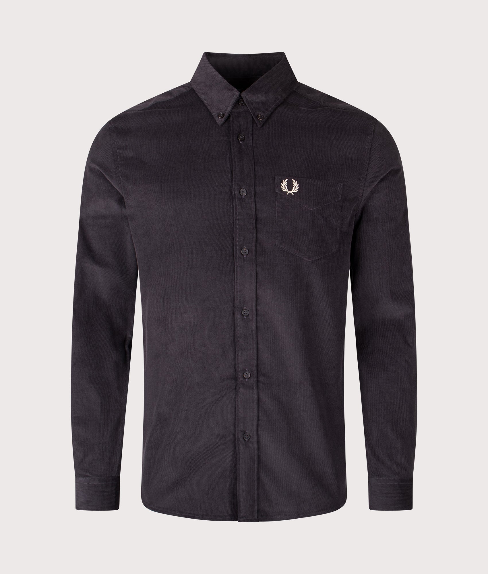 Needle Cord Shirt in Anchor Grey | 100% Cotton | Fred Perry | EQVVS | Front shot 