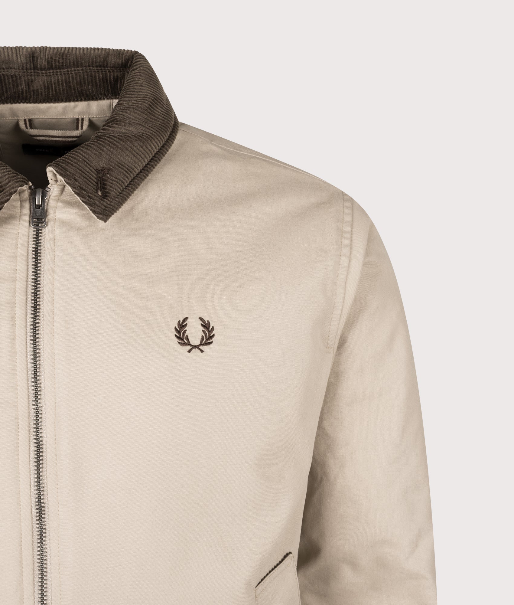 Caban Jacket in Warm Oat | Fred Perry | EQVVS | Front detail shot 