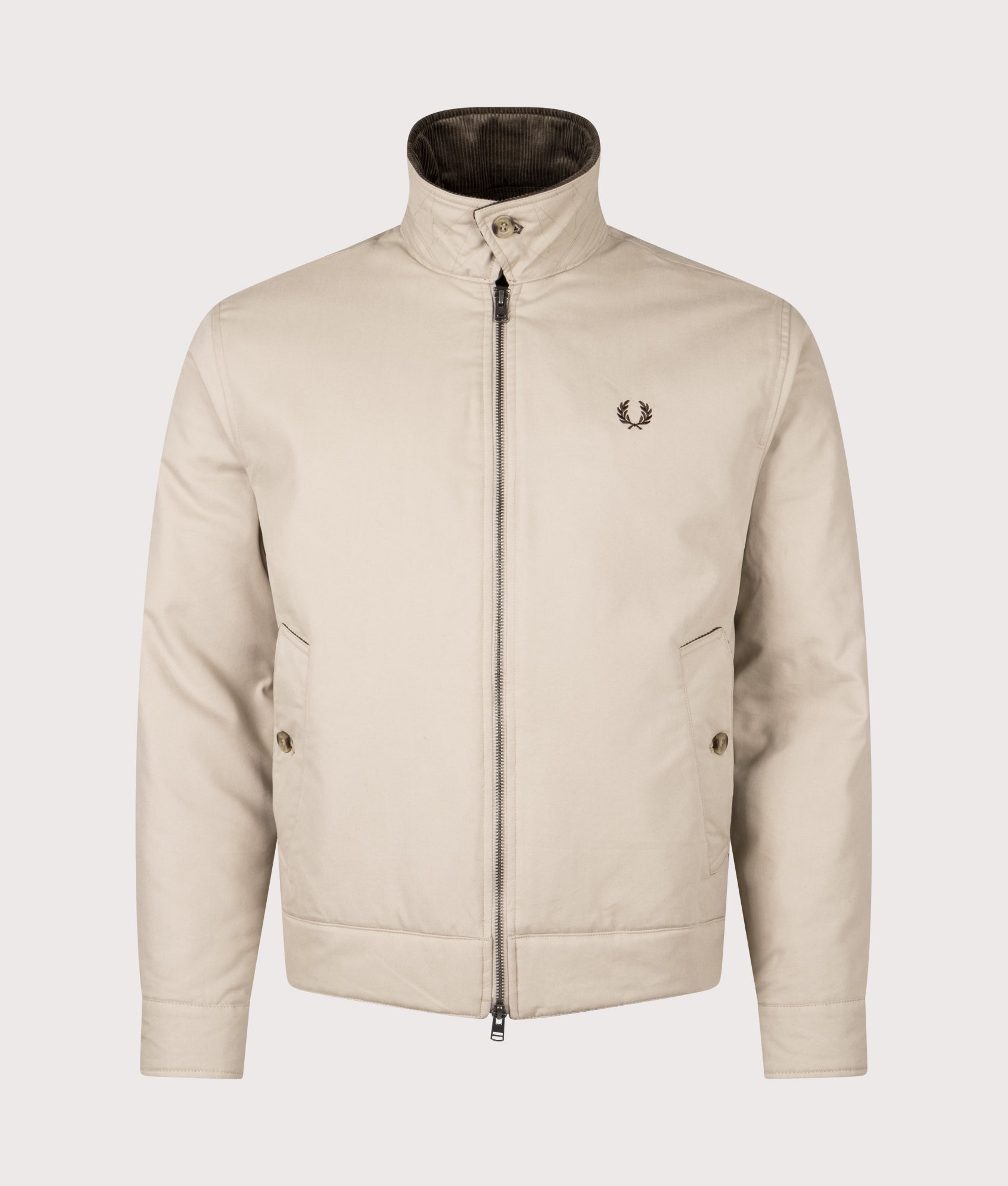 Caban Jacket in Warm Oat | Fred Perry | EQVVS | Front funnel shot 