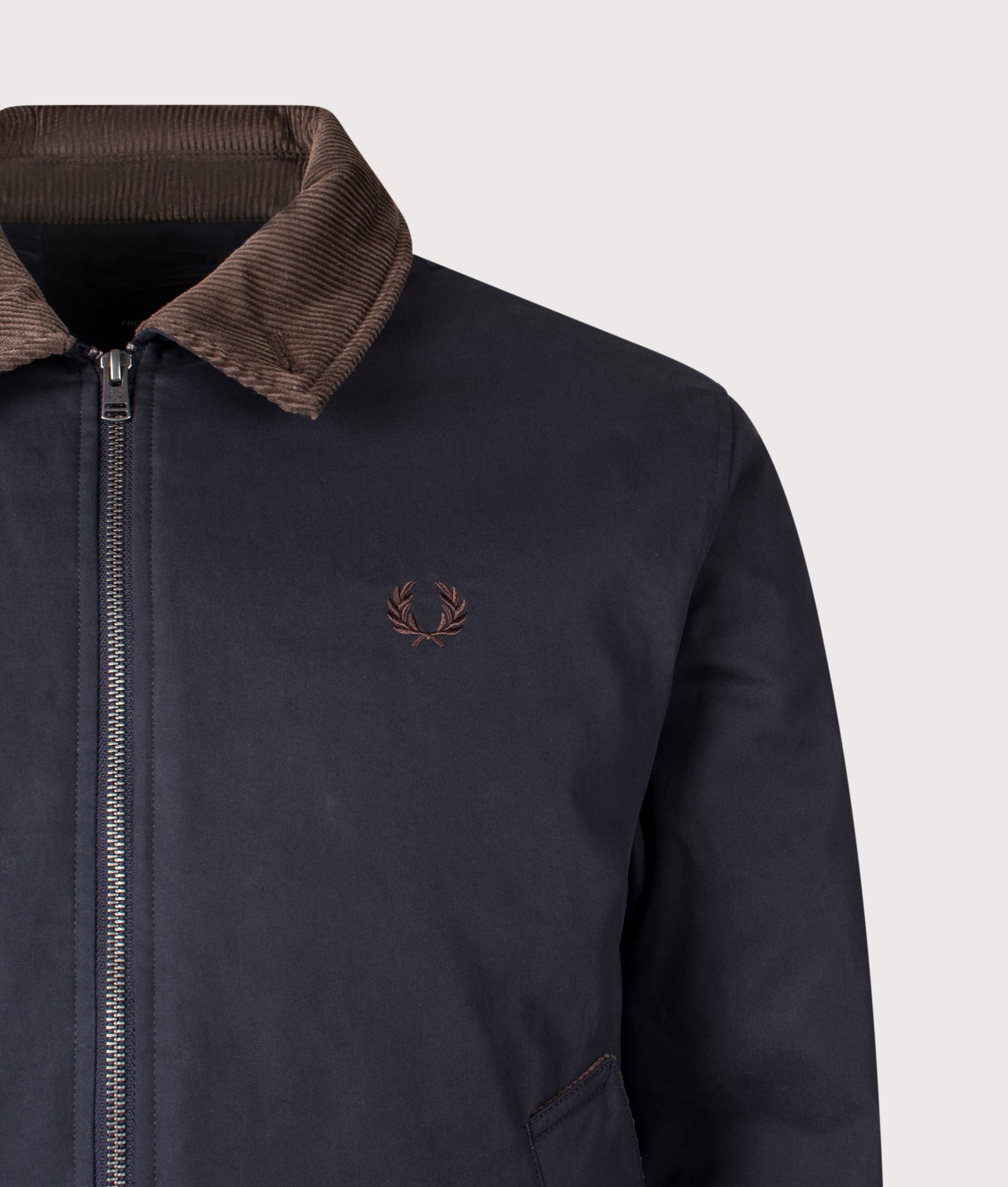 The Caban Jacket by Fred Perry in Navy. Shot by EQVVS. Front detail shot.