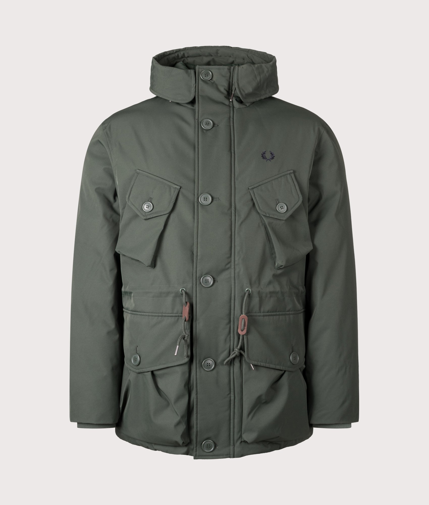 Puffer Jacket in Black | Fred Perry | EQVVS | Front shot 