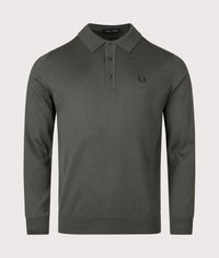 Long Sleeve Knitted Polo Shirt: X89 Court Green 