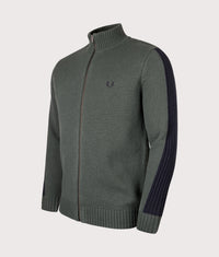 Ribbed Slv Zip Through Cardigan: X89 Court Green 