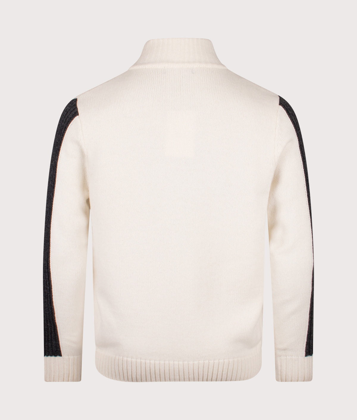 Ribbed Sleeve Zip Through Cardigan by Fred Perry in Ecru. Shot by EQVVS Back Shot.