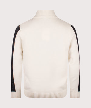 Regular Fit Ribbed Sleeve Zip Through Cardigan in Ecru | Fred