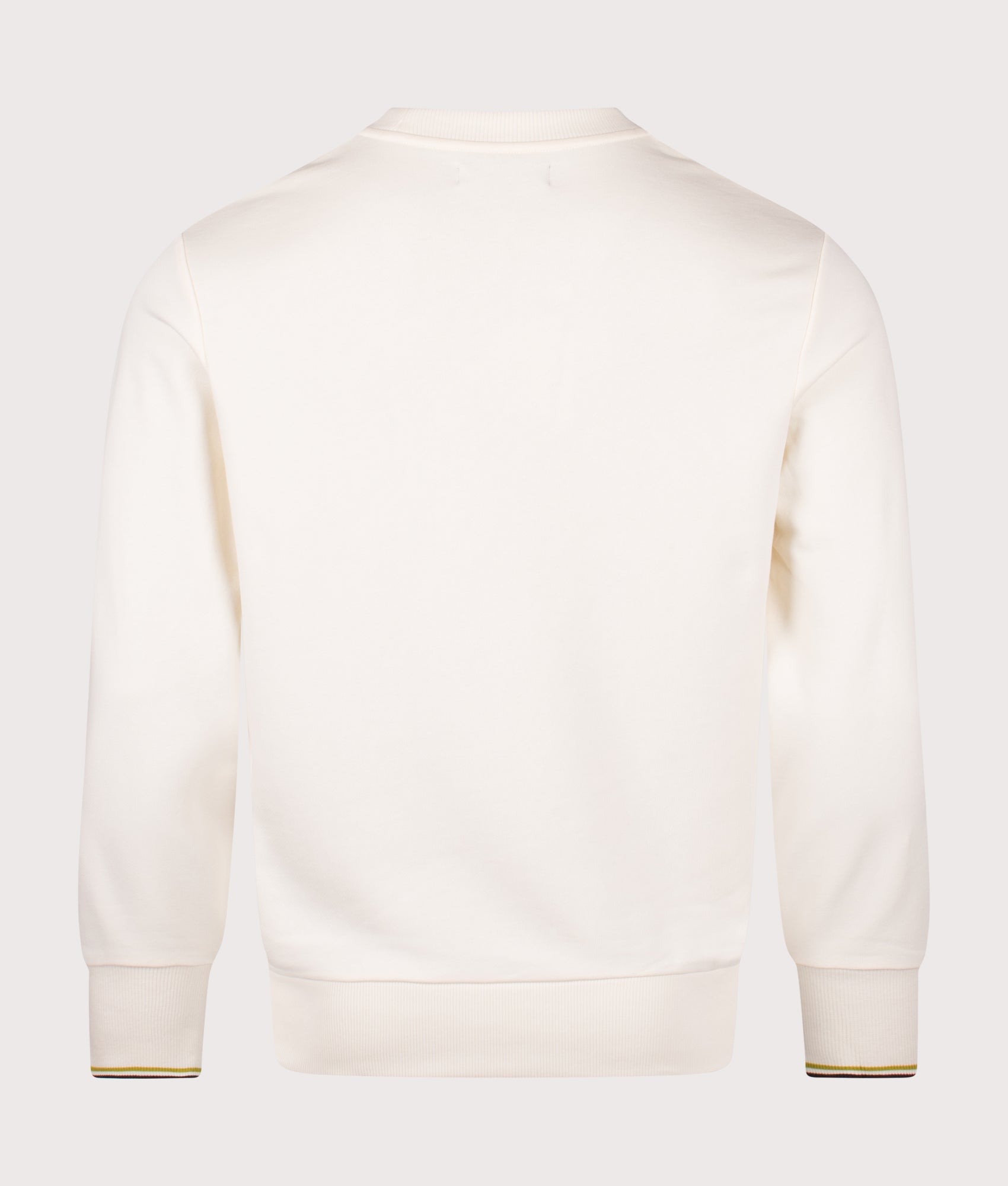 Crew Neck Sweatshirt in Ecru/Tennis Ball Yellow/Anchor Grey | 100% Cotton | Fred Perry | EQVVS | Back shot 