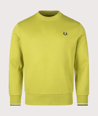 Crew Neck Sweatshirt: 57A Tennis Ball Yellow/Ecru/French Navy 