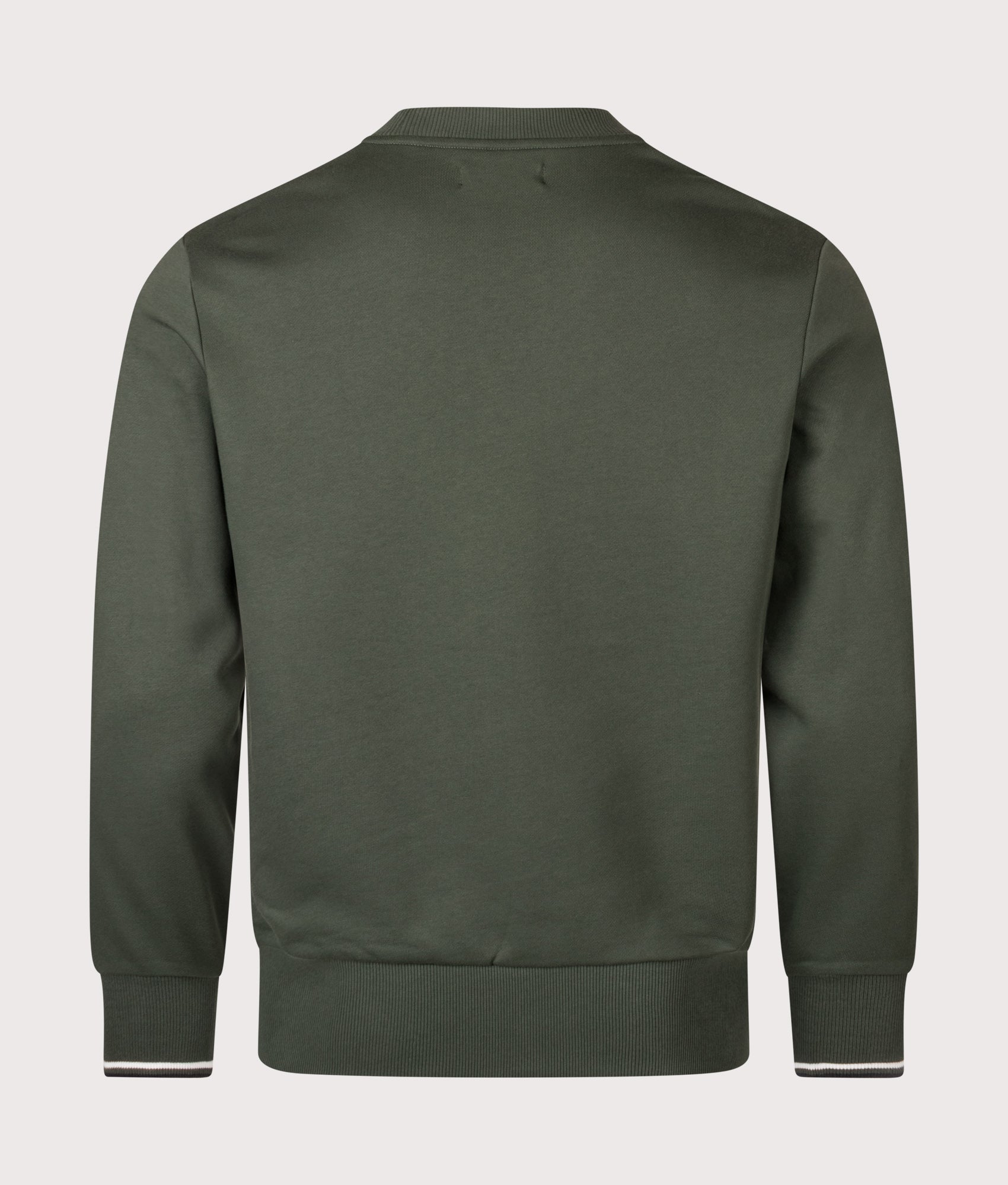 Crew Neck Sweatshirt in Court Green/Snow White/Navy | 100% Cotton | Fred Perry | EQVVS | Back shot 