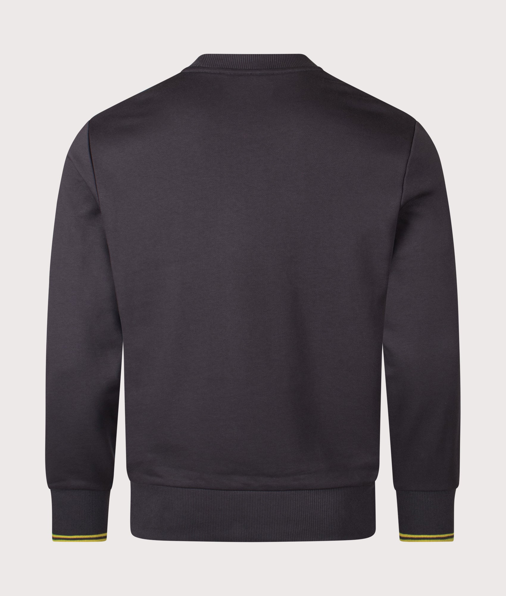 Crew Neck Sweatshirt in Anchor Grey/Tennis Ball Yellow | 100% Cotton | Fred Perry | EQVVS | Back shot 