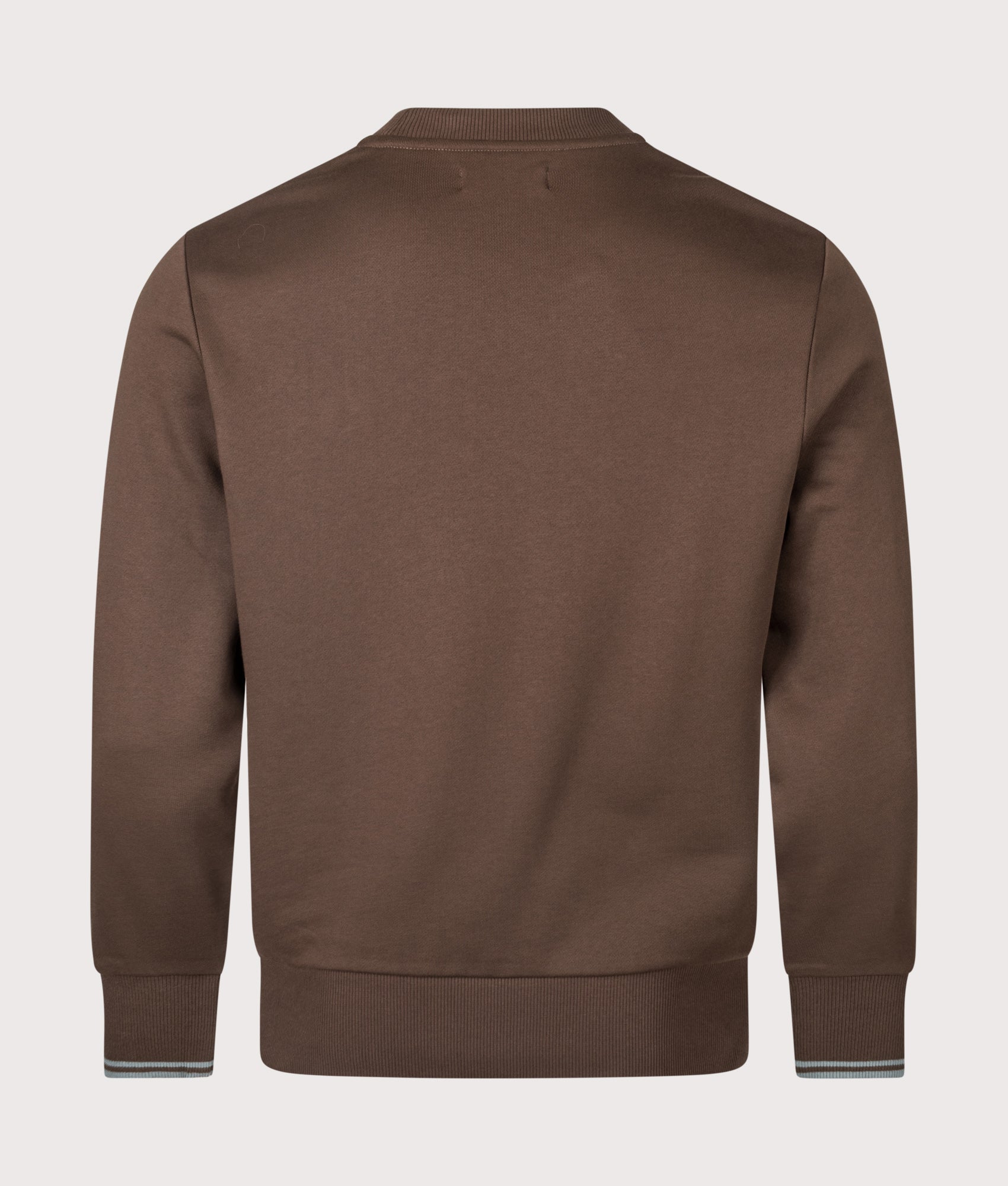 Crew Neck Sweatshirt in Burnt Tobacco/Stockport Blue/Stockport Blue | 100% Cotton | Fred Perry | EQVVS | Back shot 
