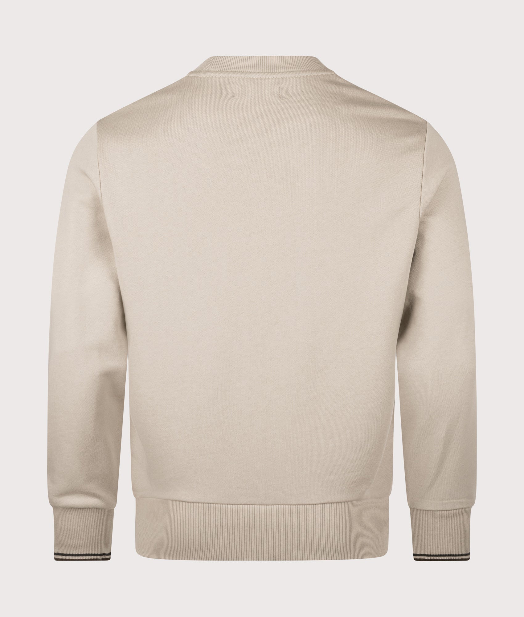 Crew Neck Sweatshirt in Warm Oat/Court Green/Burnt Tobacco | 100% Cotton | Fred Perry | EQVVS | Back shot 