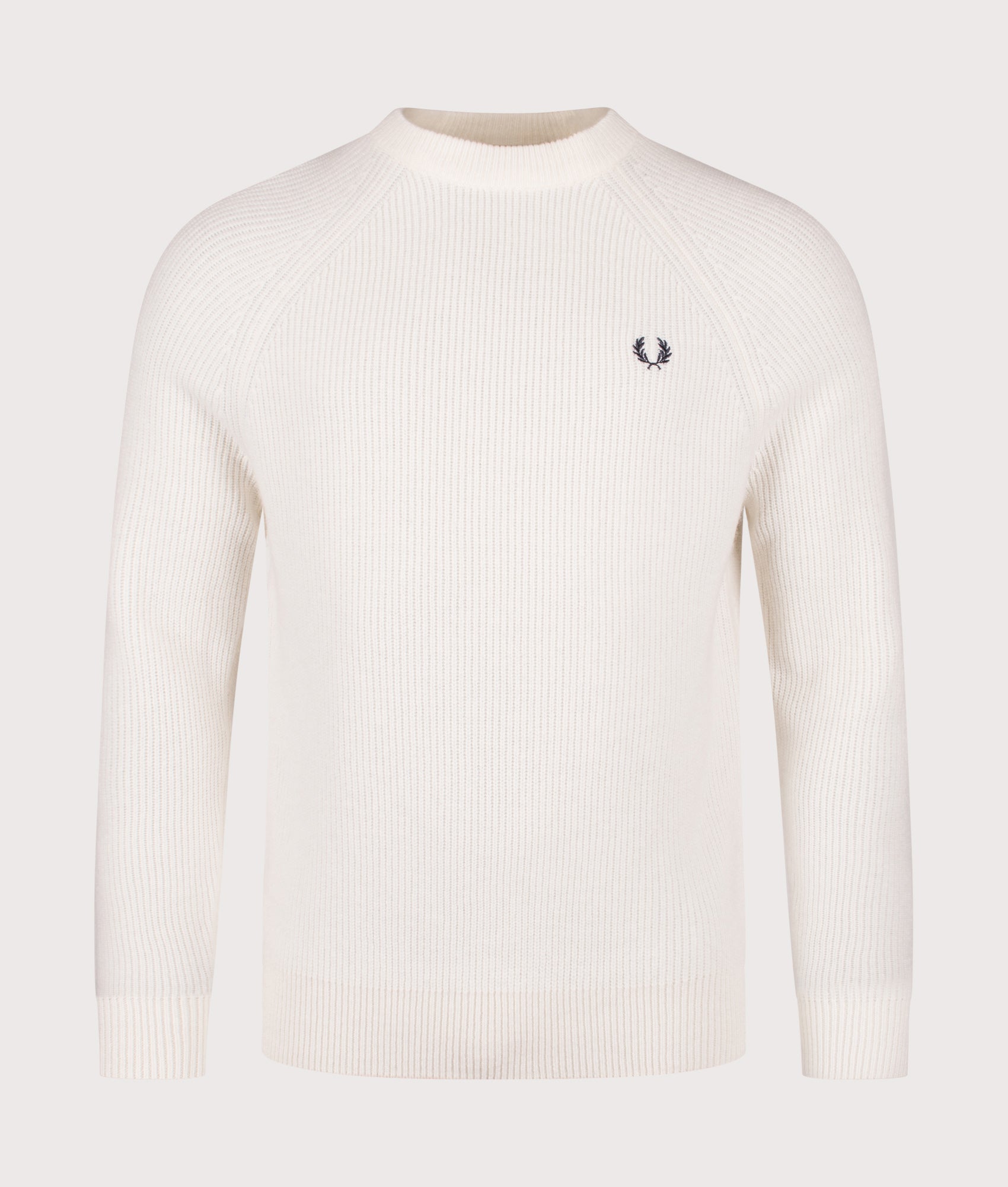 Lambswool Raglan Jumper in Ecru | 100% Wool | Fred Perry | EQVVS | Front shot 