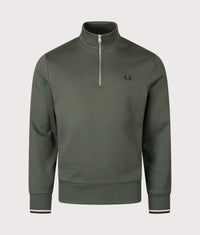 Quarter Zip Sweatshirt: 53A Court Green/Snow White/Navy 