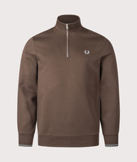 Quarter Zip Sweatshirt: 49A Burnt Tobacco/Stockport Blue 