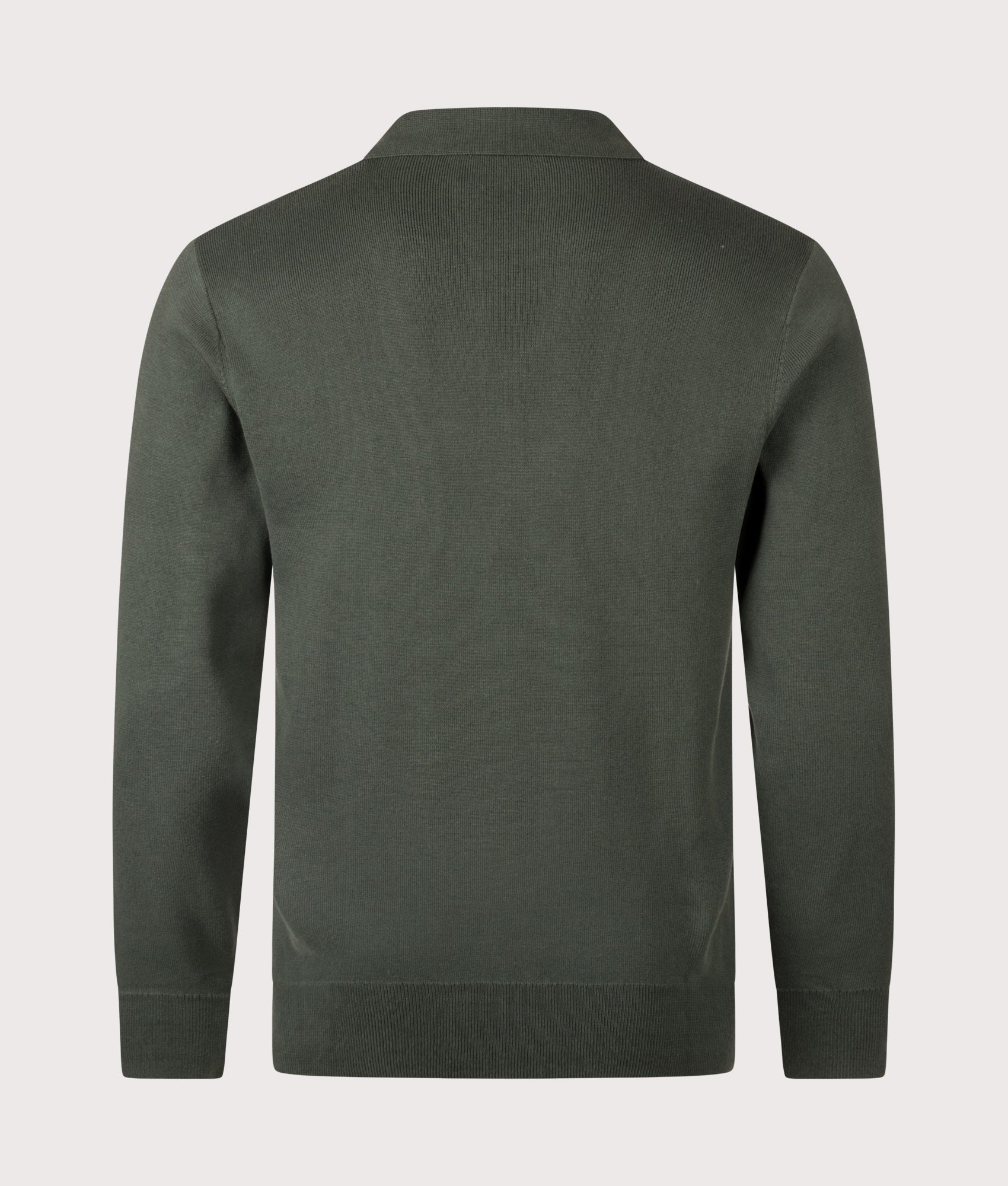 Fred Perry Tonal Stripe Knitted Shirt in Court Green at EQVVS Menswear. Back shot.