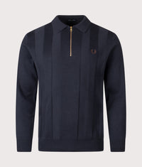 Tonal Stripe Knitted Shirt: 608 Navy 