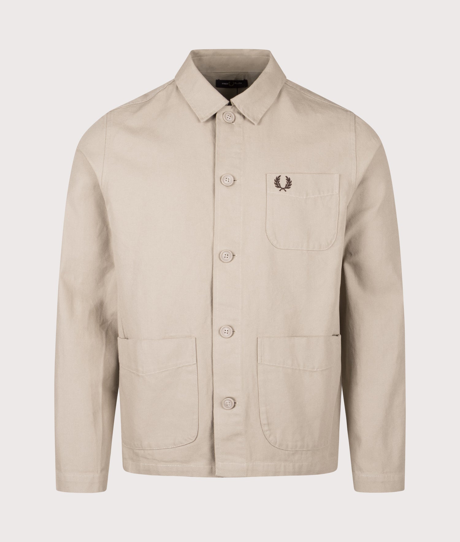 Regular Fit Canvas Overshirt in Warm Oat | Fred Perry | EQVVS