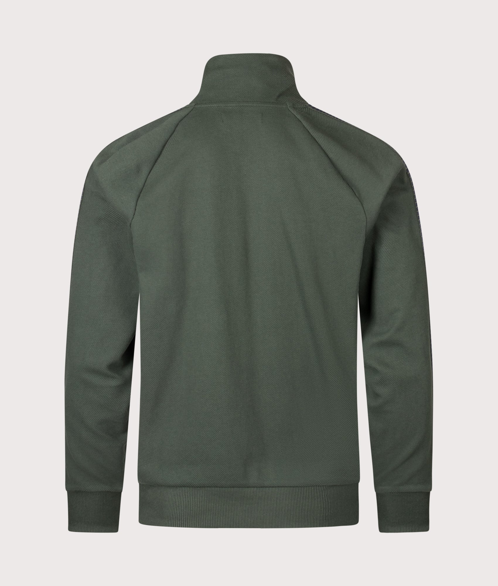 Fred Perry Dash Taped Track Jacket in Court Green at EQVVS Menswear. Back shot.