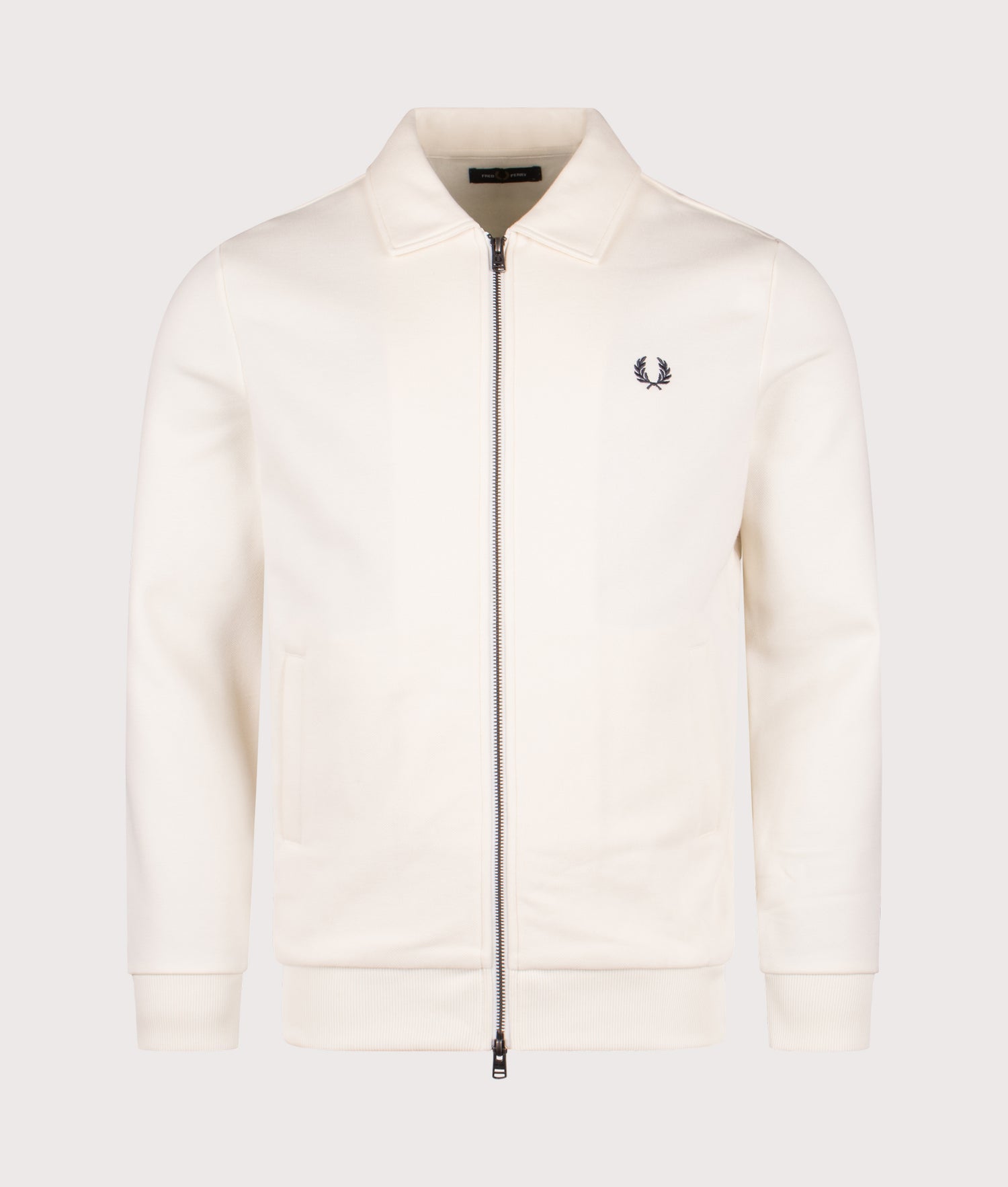Zip Through Collared Sweatshirt in Ecru | Fred Perry | EQVVS