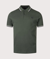 Twin Tipped Fred Perry Polo Shirt: 53A Court Green/Snow White/Navy 