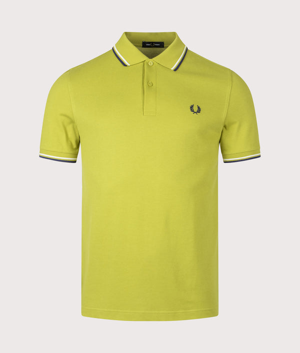 Twin Tipped Polo Shirt in Tennis Yellow/Ecru/Navy | Fred Perry | EQVVS