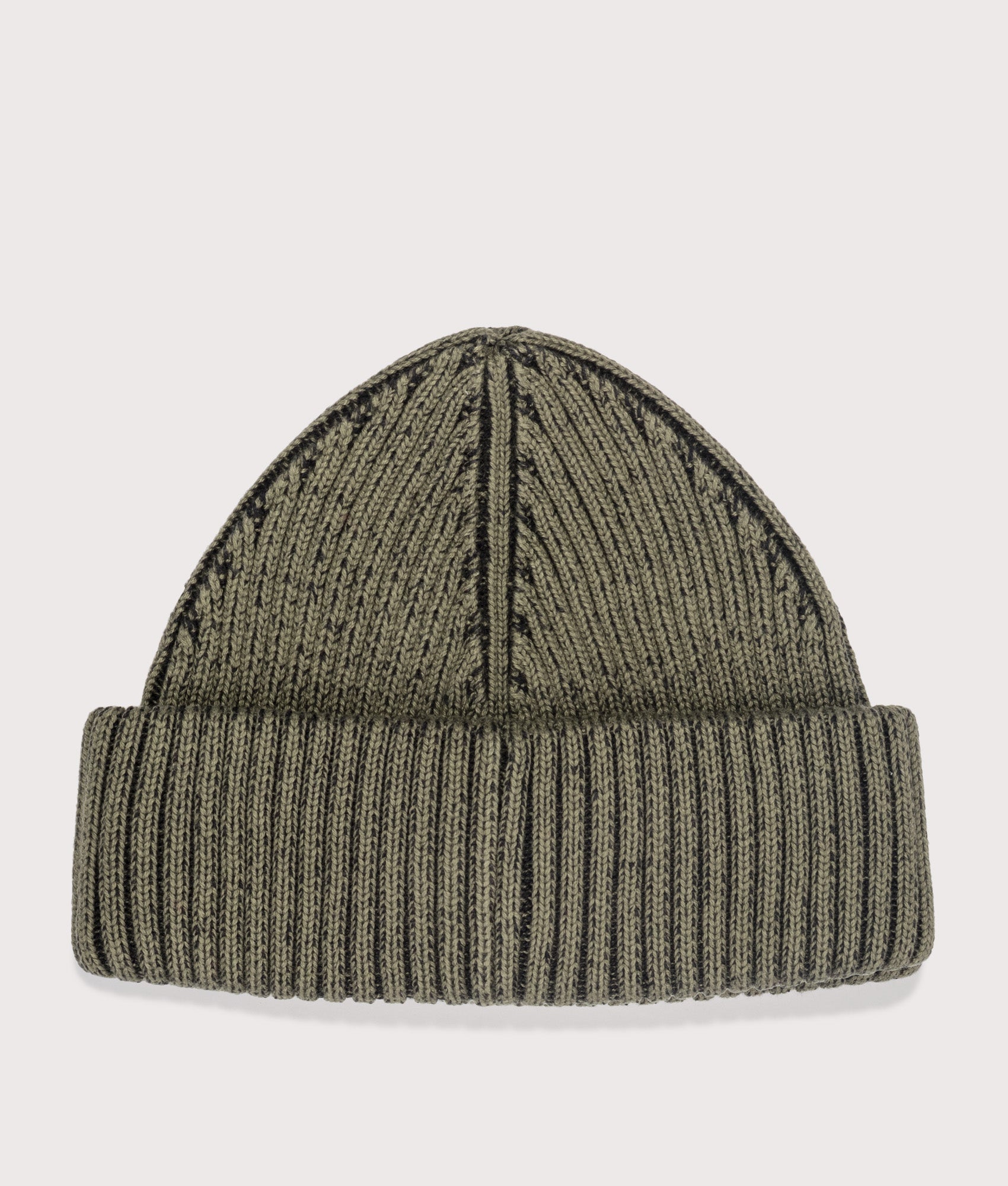 Cotton Ribbed Beanie in Laurel Wreath Green/Black | Fred Perry | EQVVS | Back shot 