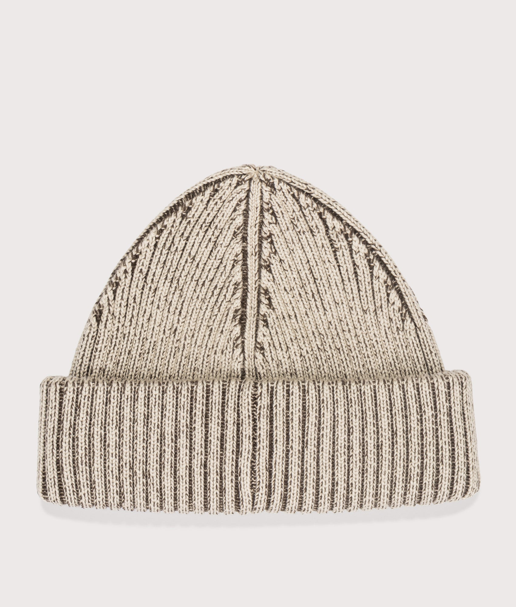 Cotton Ribbed Beanie in Warm Oat/Burnt Tobacco | Fred Perry | EQVVS | Back shot 