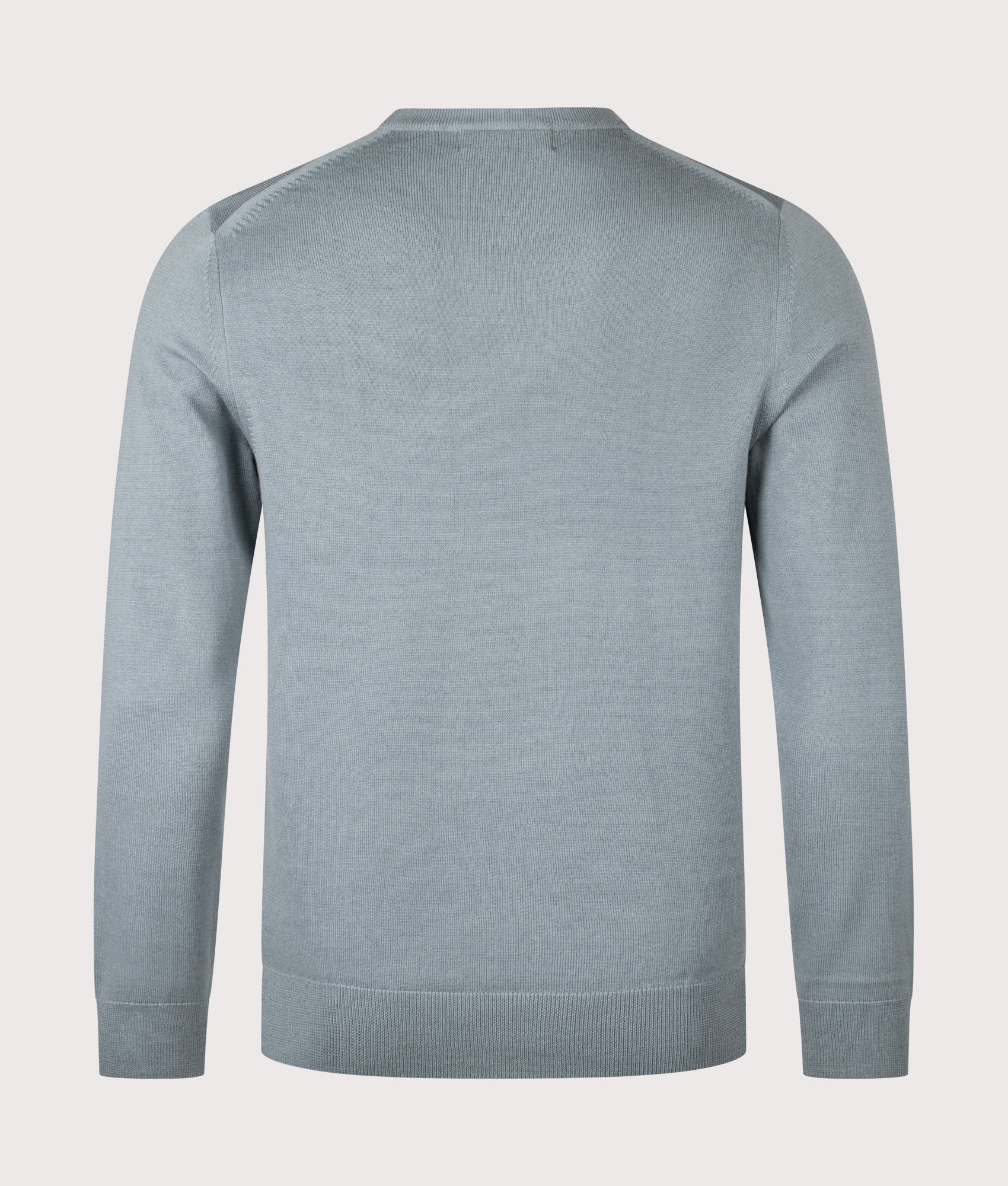 Fred Perry Classic Crew Neck Jumper in Stockport Blue at EQVVS Menswear. Back shot.