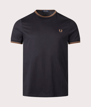 Twin Tipped T-Shirt by Fred Perry in Black. Shot by EQVVS. Front shot.