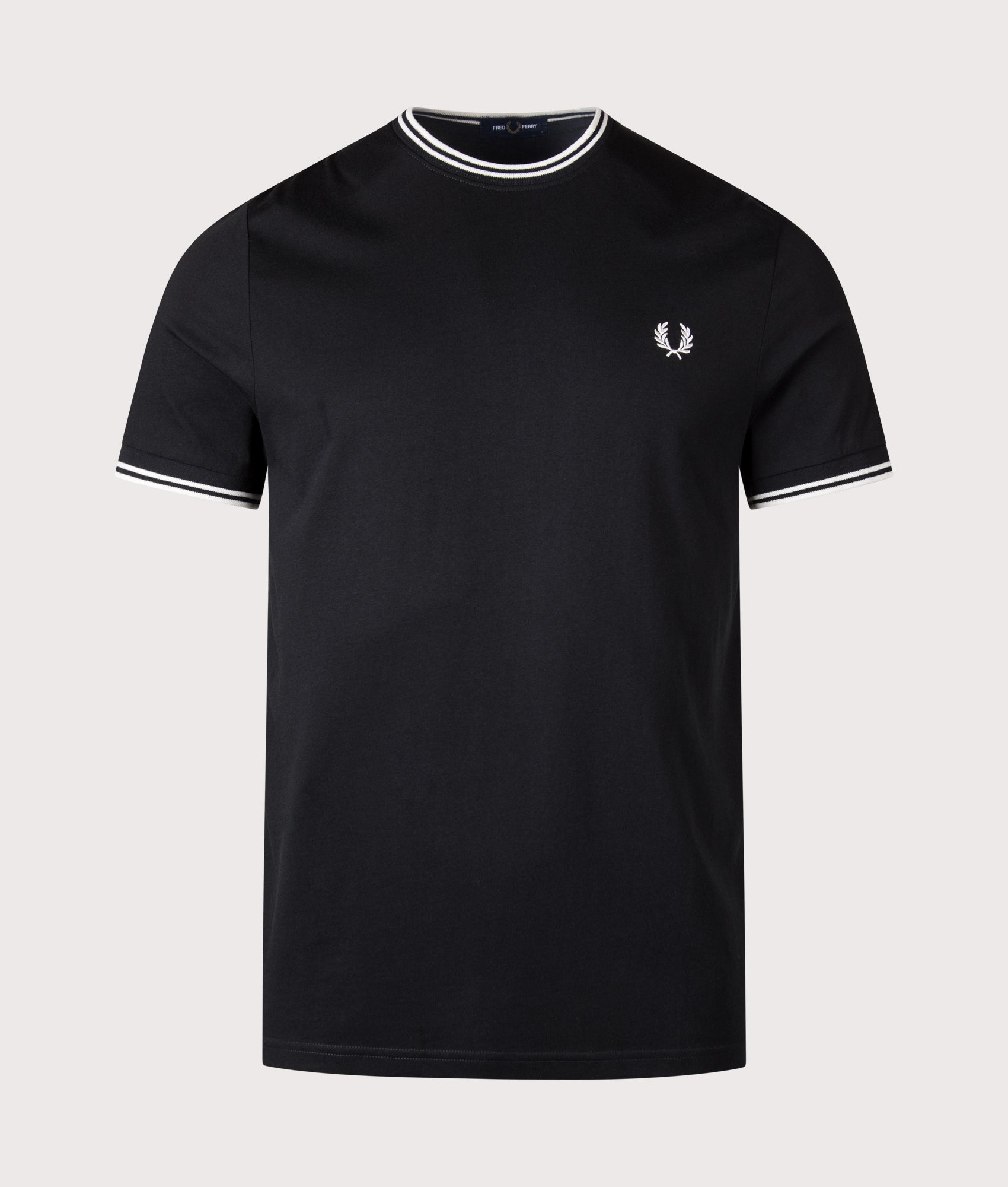 Twin Tipped T-Shirt in Black by Fred Perry. Front shot. Shot By EQVVS.