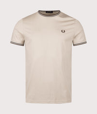 Twin Tipped T-Shirt: 50A Warm Oat/Court Green/Burnt Tobacco 