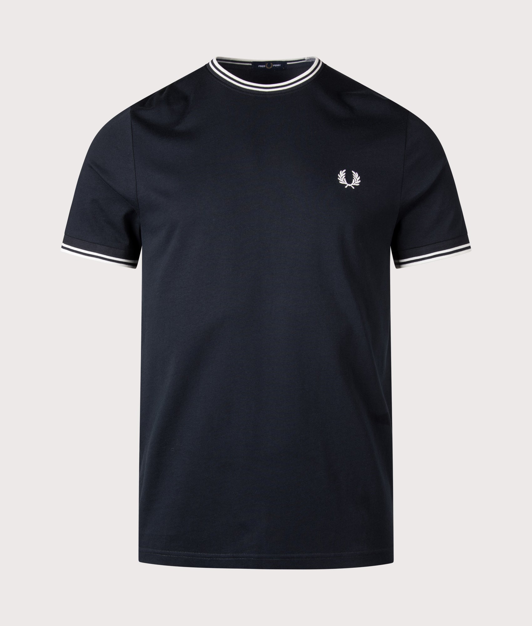Twin Tipped T-Shirt in Navy by Fred Perry. Front Shot. Shot by EQVVS.