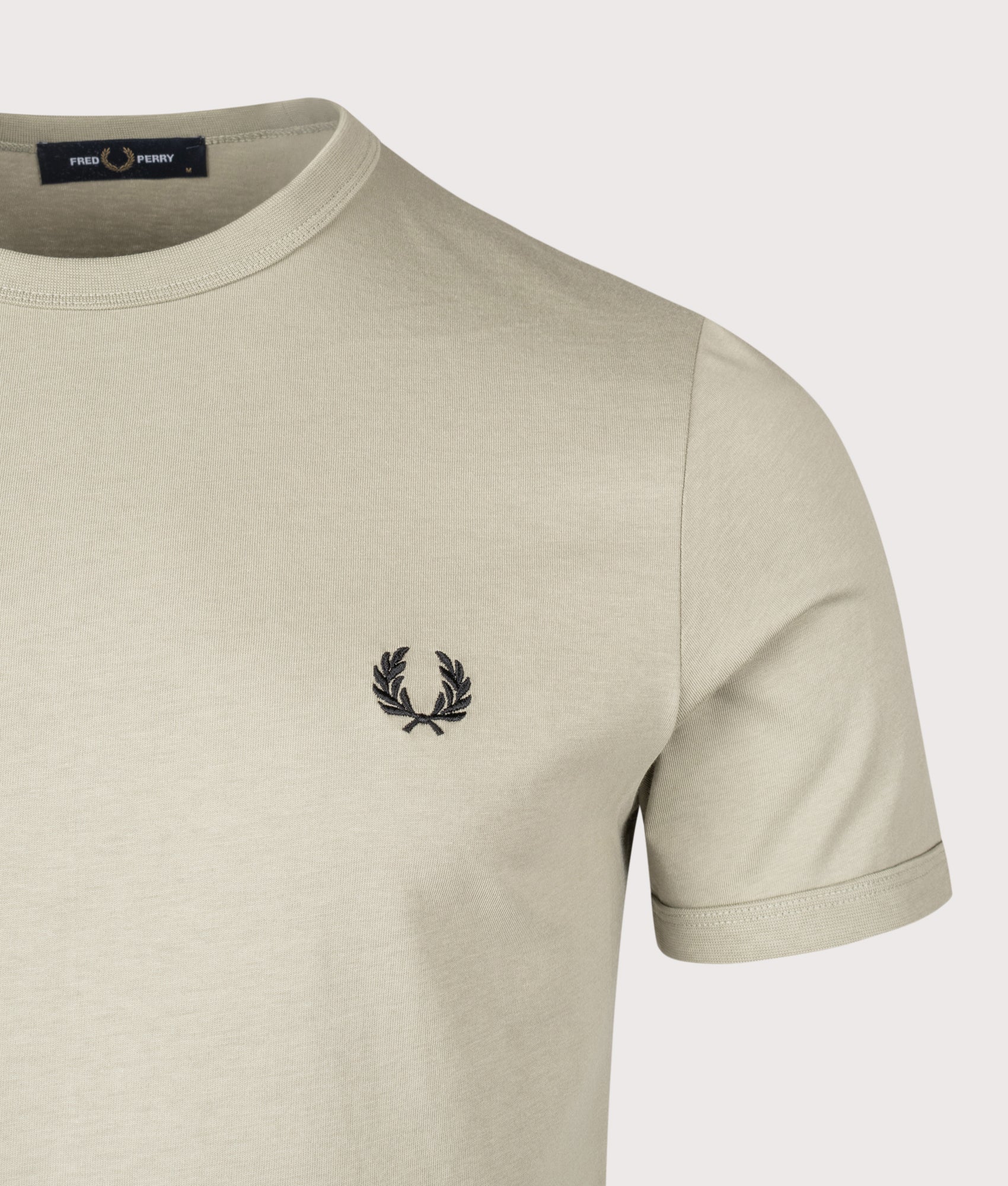 Ringer T-Shirt in Seagrass | 100% Cotton | Fred Perry | EQVVS | Detail Shot