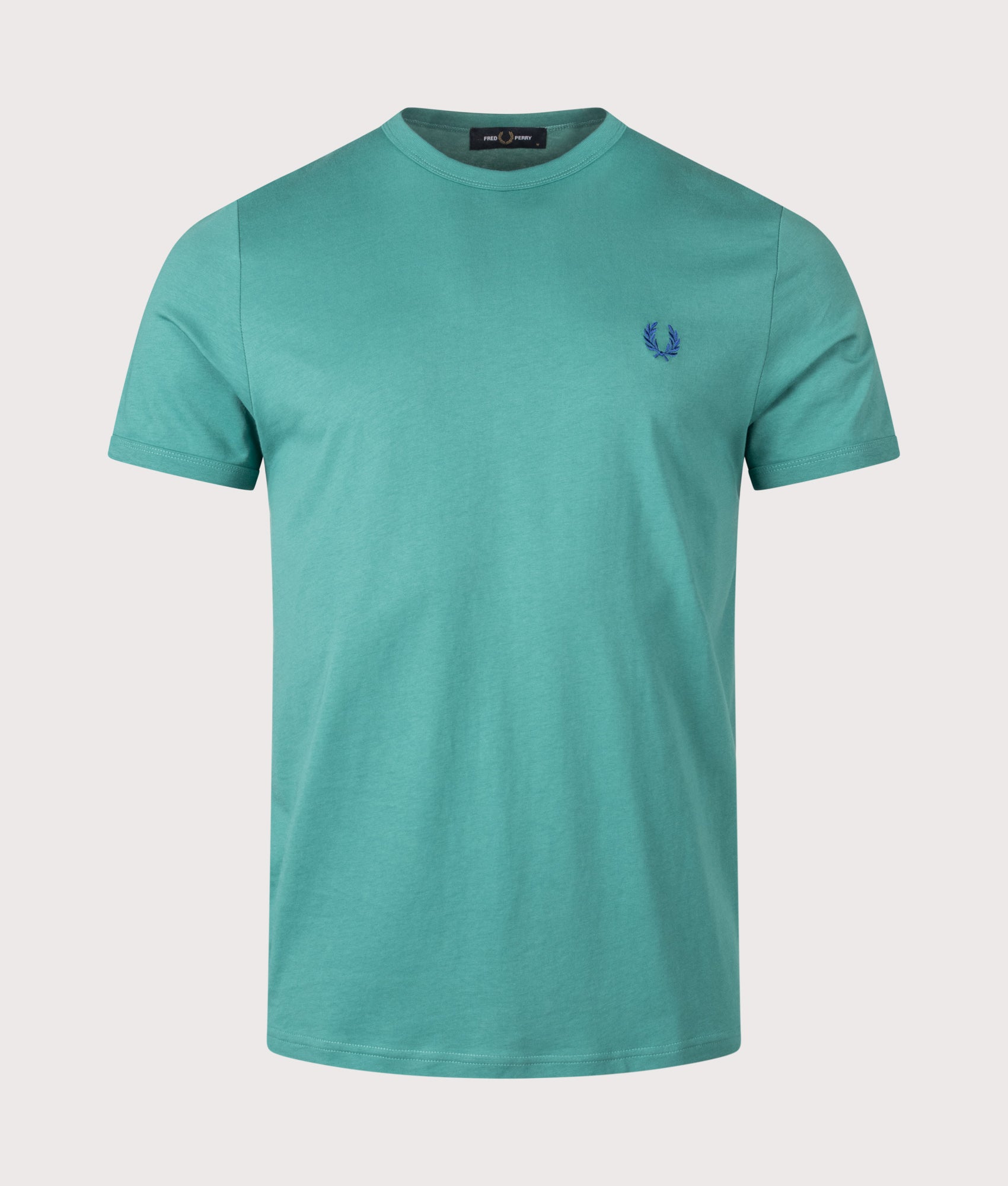 Ringer T-Shirt in Deep Mint | 100% Cotton | Fred Perry | EQVVS | Front shot 