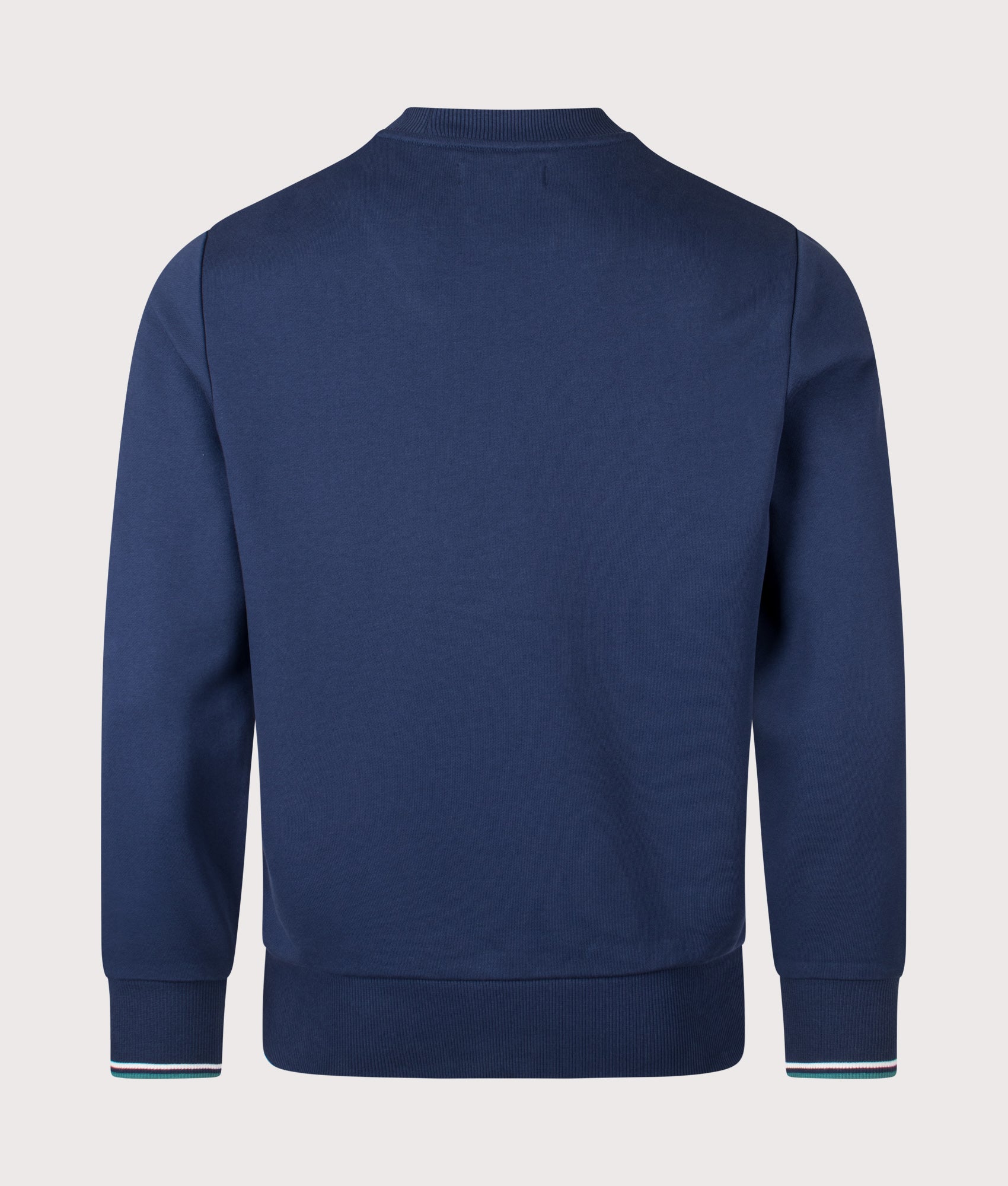Crew Neck Sweatshirt in Tennis Blue/Snow White/Deep Mint | 100% Cotton | Fred Perry | EQVVS | Back shot 