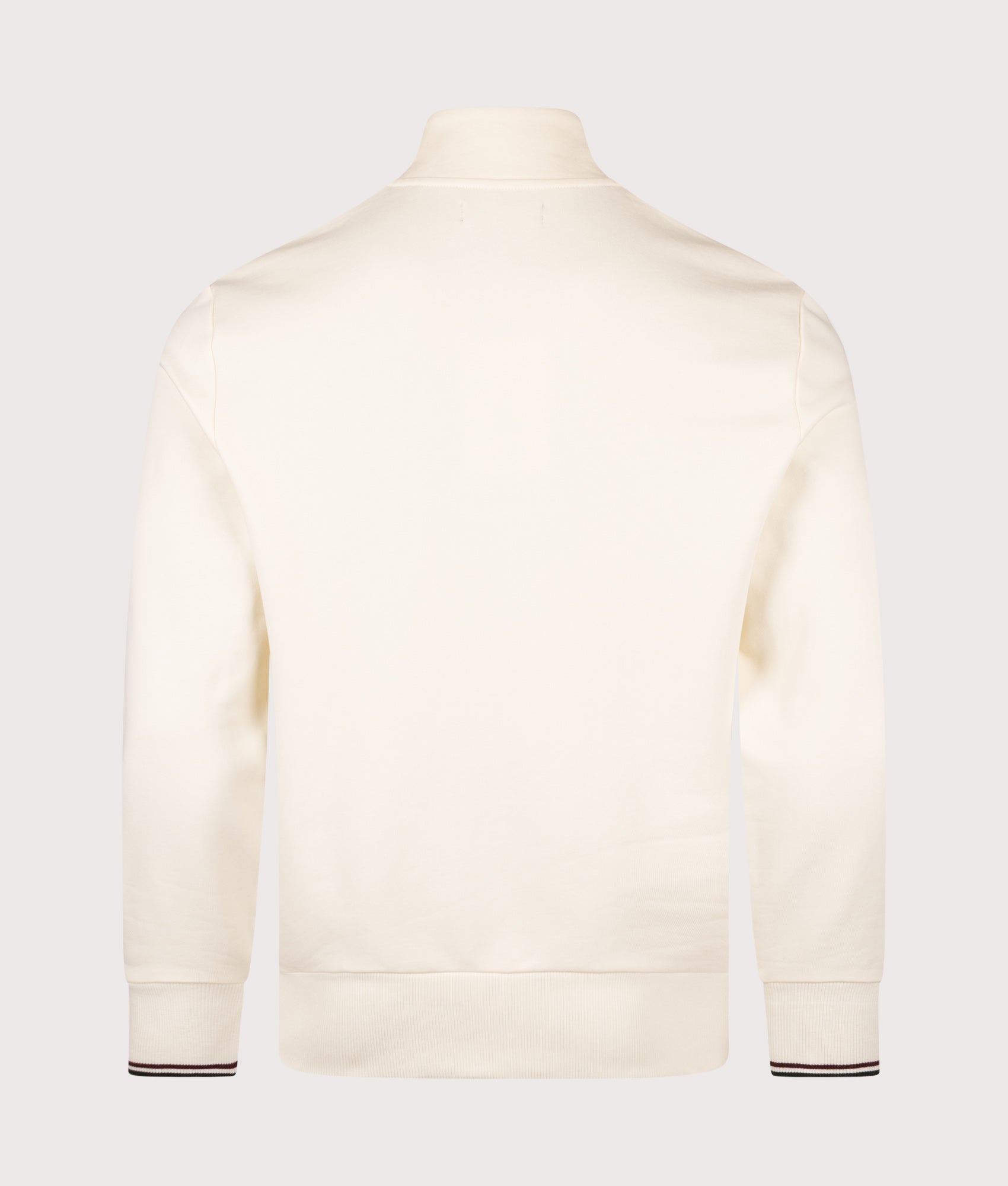 Quarter Zip Sweatshirt in Ecru/Oxblood/Grassroots | 100% Cotton | Fred Perry | EQVVS | Back shot 