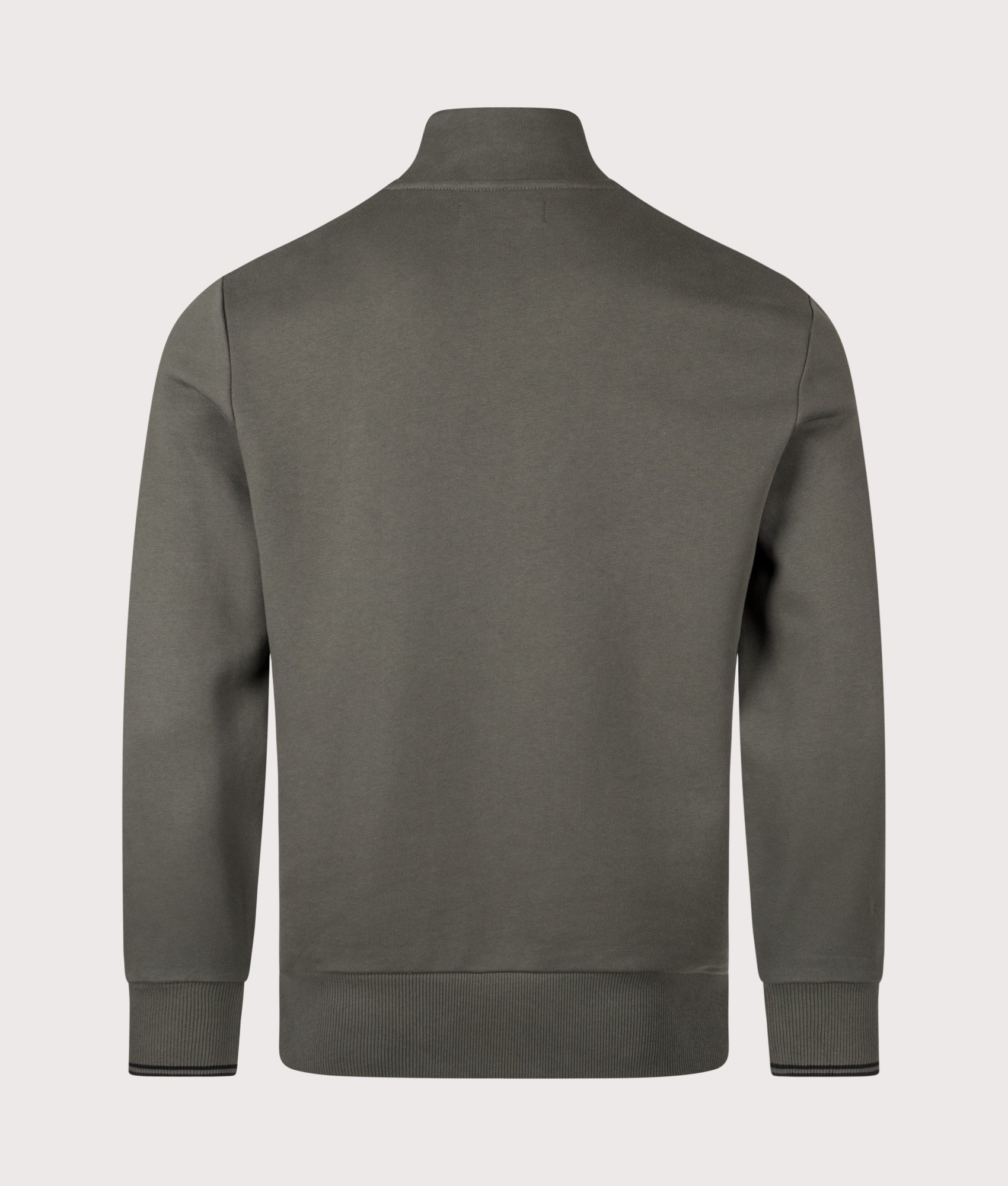 Quarter Zip Sweatshirt in Field Green/Black | Fred Perry | EQVVS Menswear | Back shot