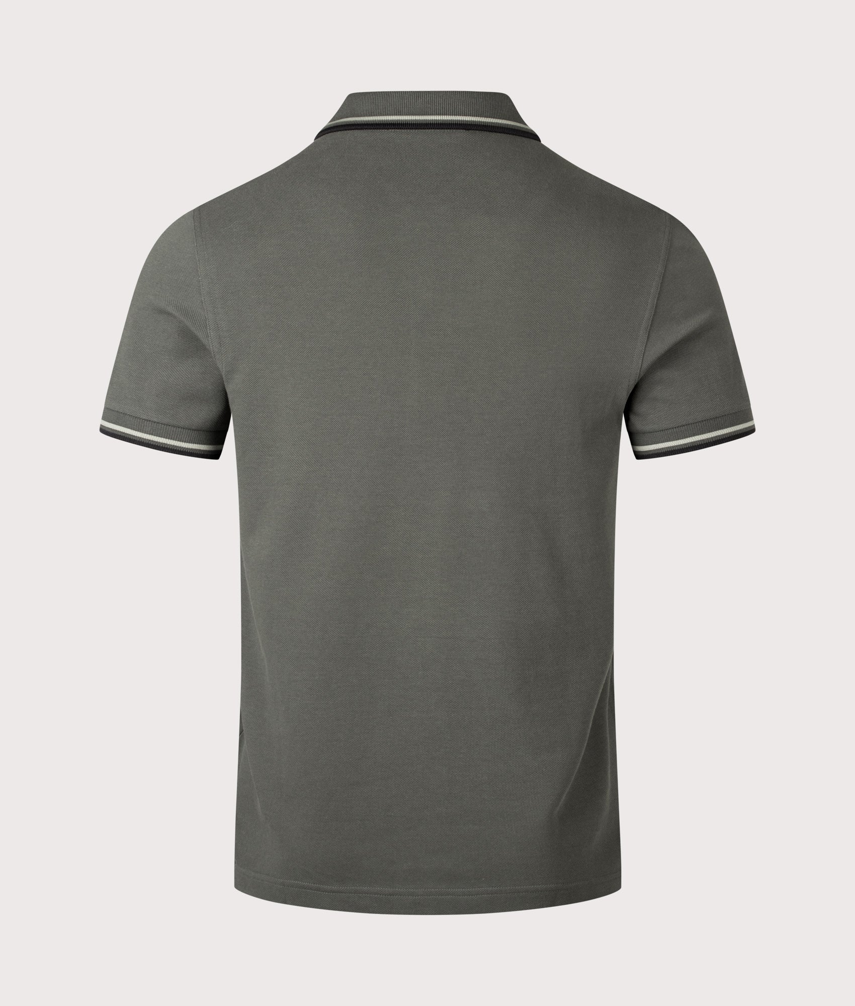 Twin Tipped Polo Shirt in Field Green/Seagrass/Black | 100% Cotton | Fred Perry | EQVVS | Back shot 