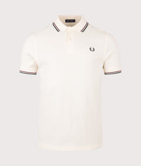 Twin Tipped Fred Perry Polo Shirt: 84A Ecru/Oxblood/Grassroots 