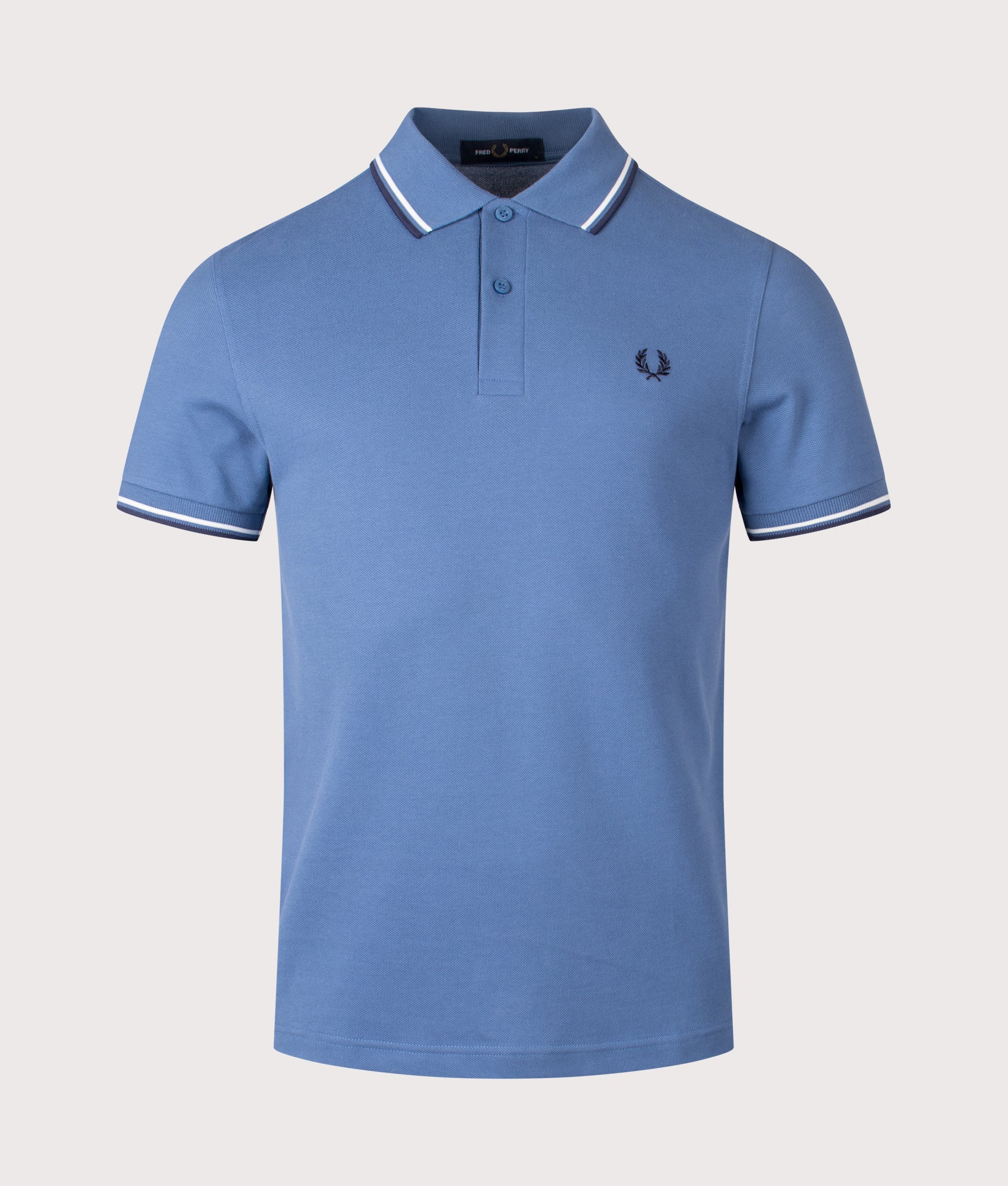 Twin Tipped Polo Shirt in Ace Blue/Snow Blue/Tennis Blue | 100% Cotton | Fred Perry | EQVVS | Front shot 