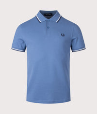 Twin Tipped Fred Perry Polo Shirt: 89A Ace Blue/Snow White/Tennis Blue 