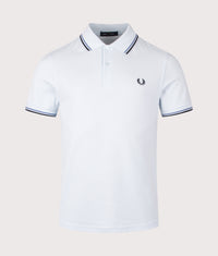 Twin Tipped Fred Perry Polo Shirt: 96A Light Ice/Ace Blue/Navy 